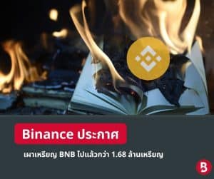 Binance ประกาศเผาเหรียญ BNB ไปแล้วกว่า 1.68 ล้านเหรียญ