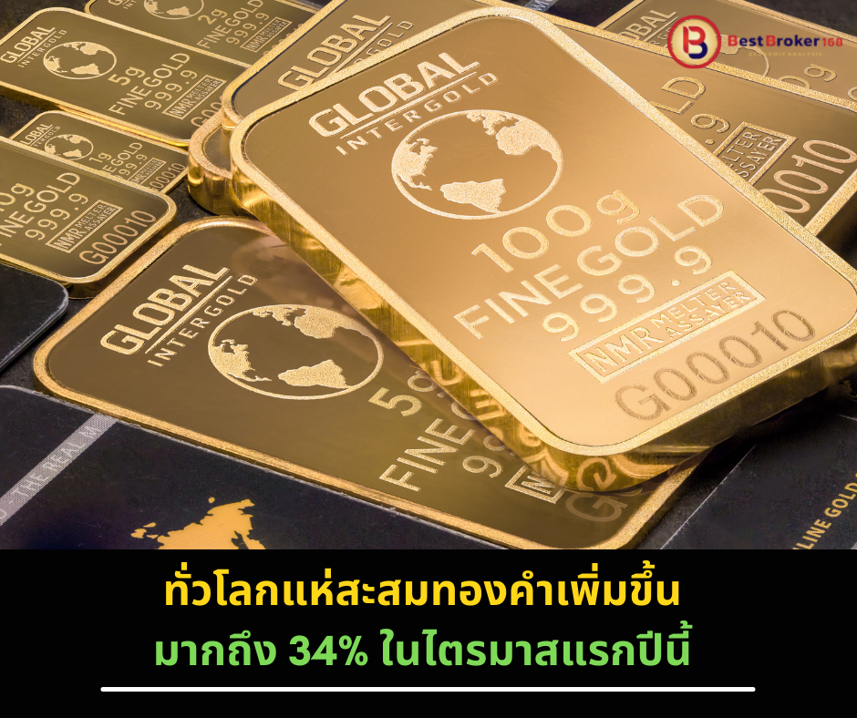 ทั่วโลกแห่ตุนทองคำเพิ่มขึ้นมากถึง 34% ในไตรมาสแรกปีนี้