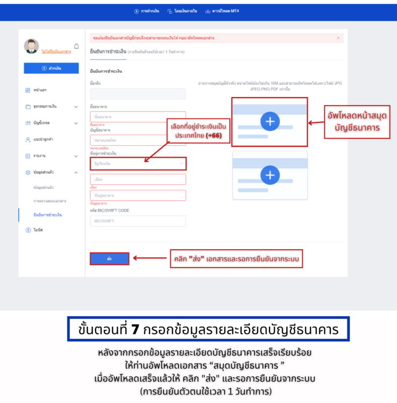 เปิดบัญชี ZFX ยืนยันเอกสารบัญชีธนาคาร
