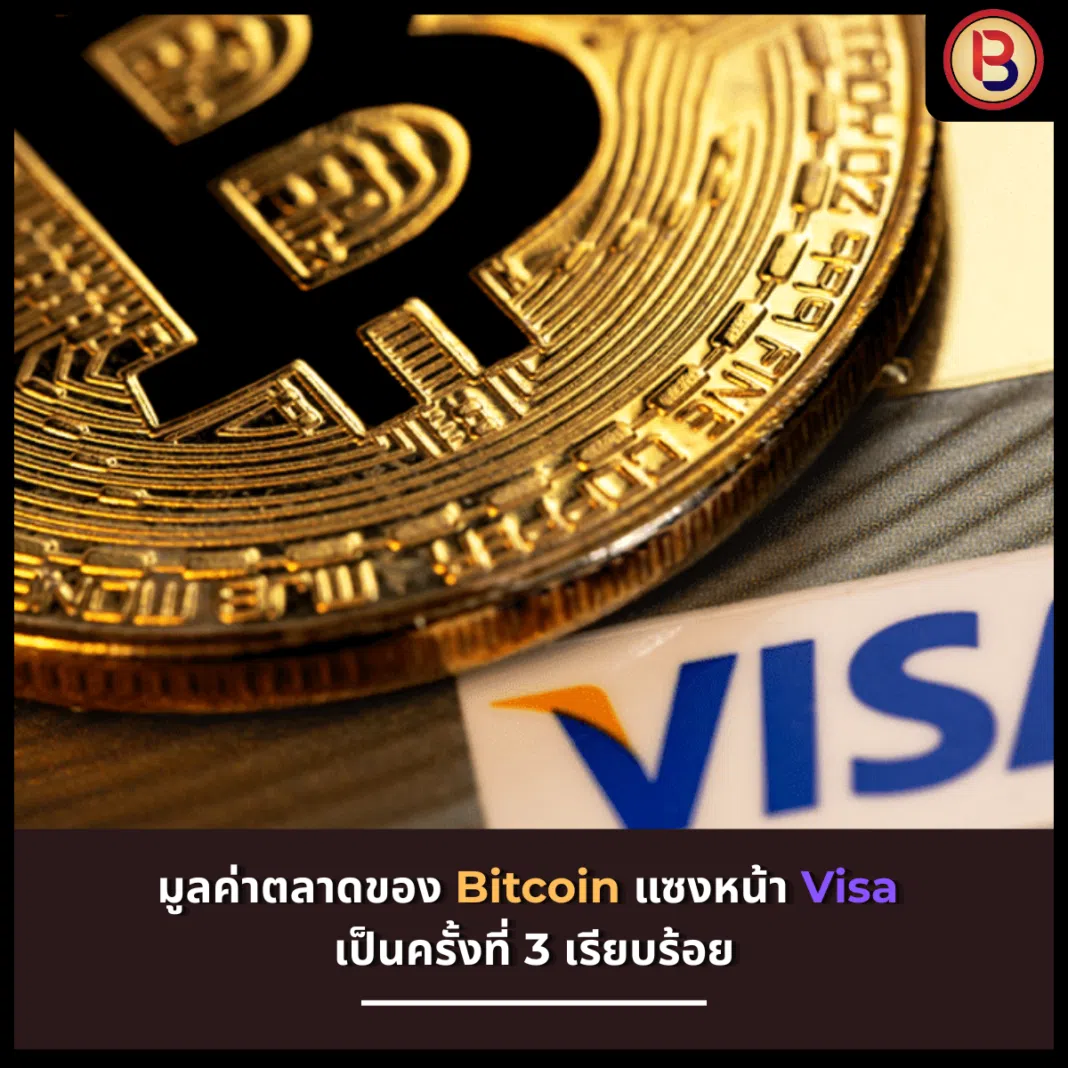 มูลค่าตลาดของ Bitcoin แซงหน้า Visa เป็นครั้งที่ 3 เรียบร้อย