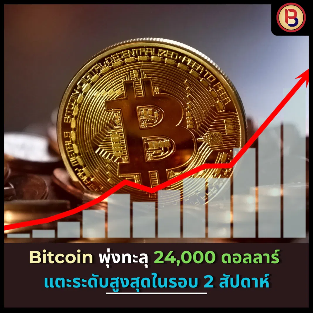 Bitcoin พุ่งทะลุ 24,000 ดอลลาร์ แตะระดับสูงสุดในรอบ 2 สัปดาห์
